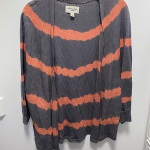 American Eagle Coral and Grey Tie Dye Cardigan